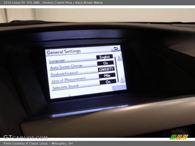 Smokey Granite Mica / Black/Brown Walnut 2010 Lexus RX 350 AWD