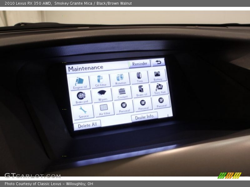 Smokey Granite Mica / Black/Brown Walnut 2010 Lexus RX 350 AWD