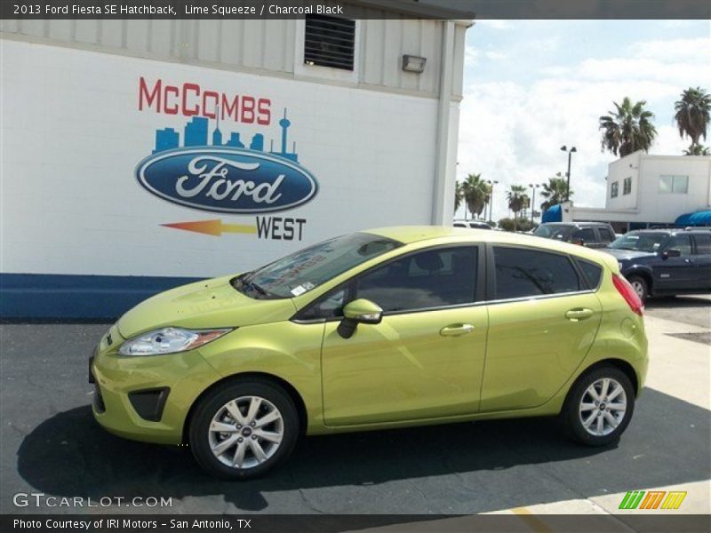 Lime Squeeze / Charcoal Black 2013 Ford Fiesta SE Hatchback