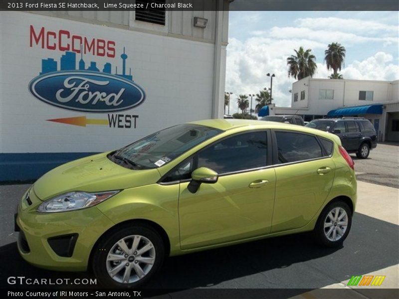 Lime Squeeze / Charcoal Black 2013 Ford Fiesta SE Hatchback