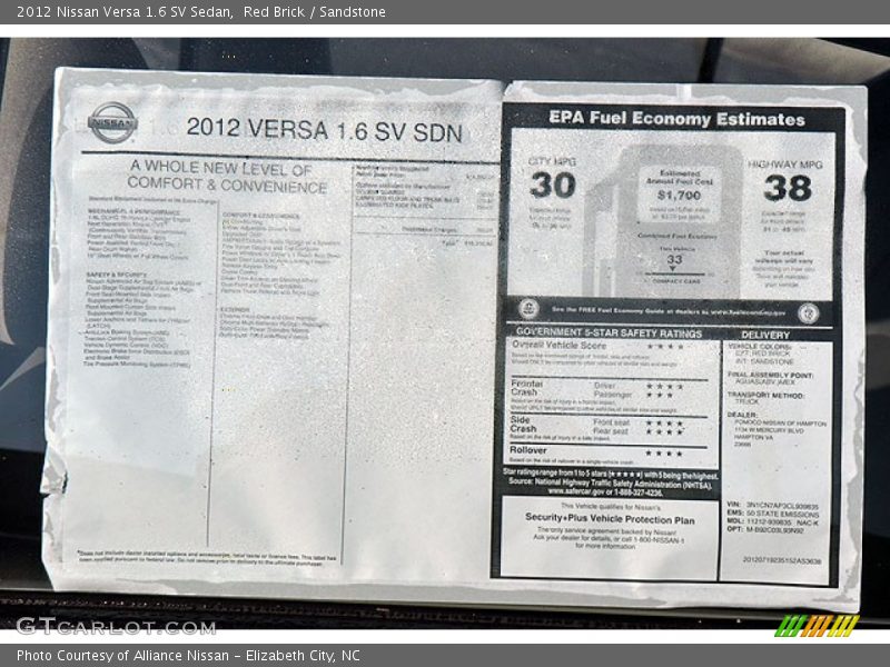 Red Brick / Sandstone 2012 Nissan Versa 1.6 SV Sedan
