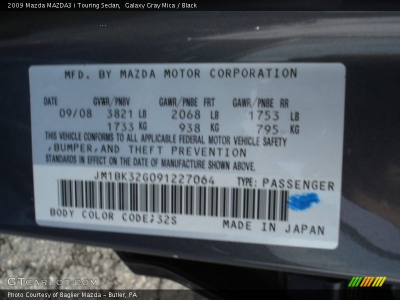 Galaxy Gray Mica / Black 2009 Mazda MAZDA3 i Touring Sedan