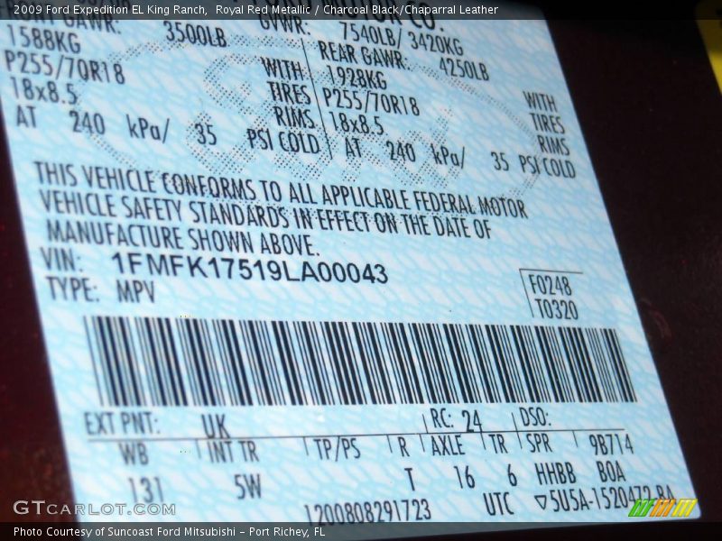 Royal Red Metallic / Charcoal Black/Chaparral Leather 2009 Ford Expedition EL King Ranch