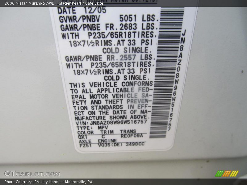 Glacier Pearl / Cafe Latte 2006 Nissan Murano S AWD