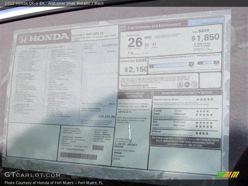 Alabaster Silver Metallic / Black 2012 Honda CR-V EX