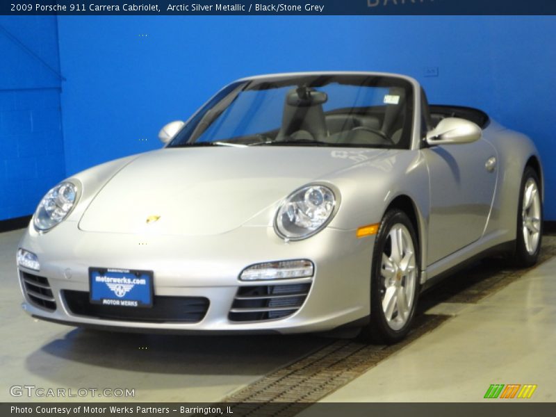 Arctic Silver Metallic / Black/Stone Grey 2009 Porsche 911 Carrera Cabriolet