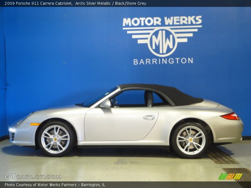 Arctic Silver Metallic / Black/Stone Grey 2009 Porsche 911 Carrera Cabriolet