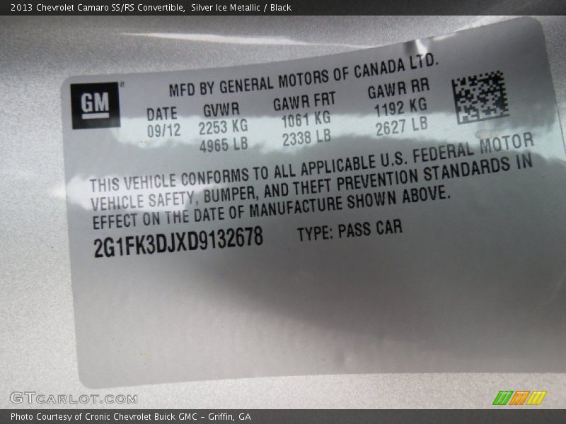 Silver Ice Metallic / Black 2013 Chevrolet Camaro SS/RS Convertible