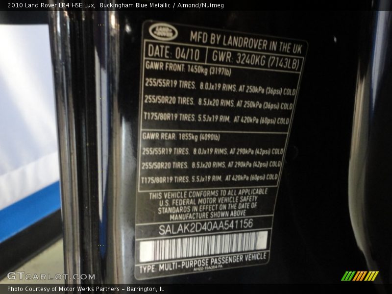 Buckingham Blue Metallic / Almond/Nutmeg 2010 Land Rover LR4 HSE Lux