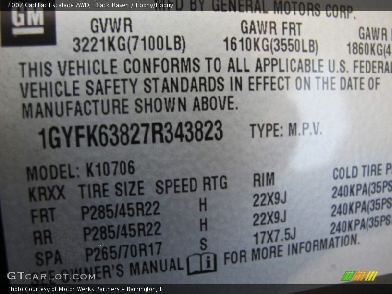 Black Raven / Ebony/Ebony 2007 Cadillac Escalade AWD