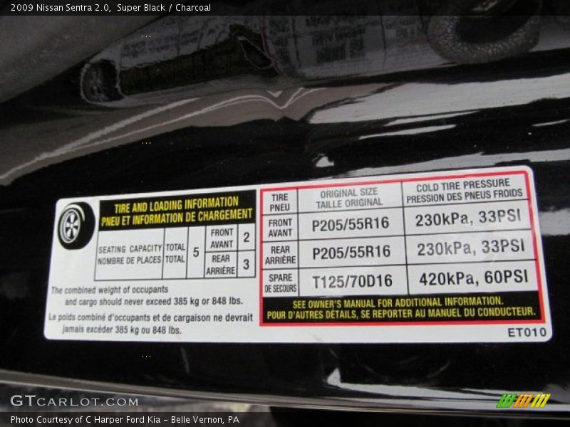 Super Black / Charcoal 2009 Nissan Sentra 2.0