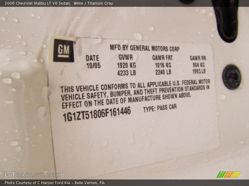 White / Titanium Gray 2006 Chevrolet Malibu LT V6 Sedan