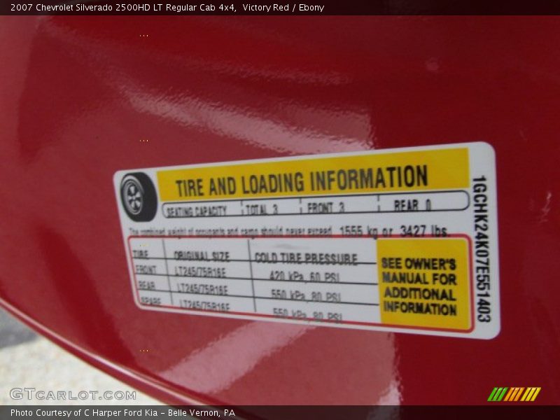 Victory Red / Ebony 2007 Chevrolet Silverado 2500HD LT Regular Cab 4x4
