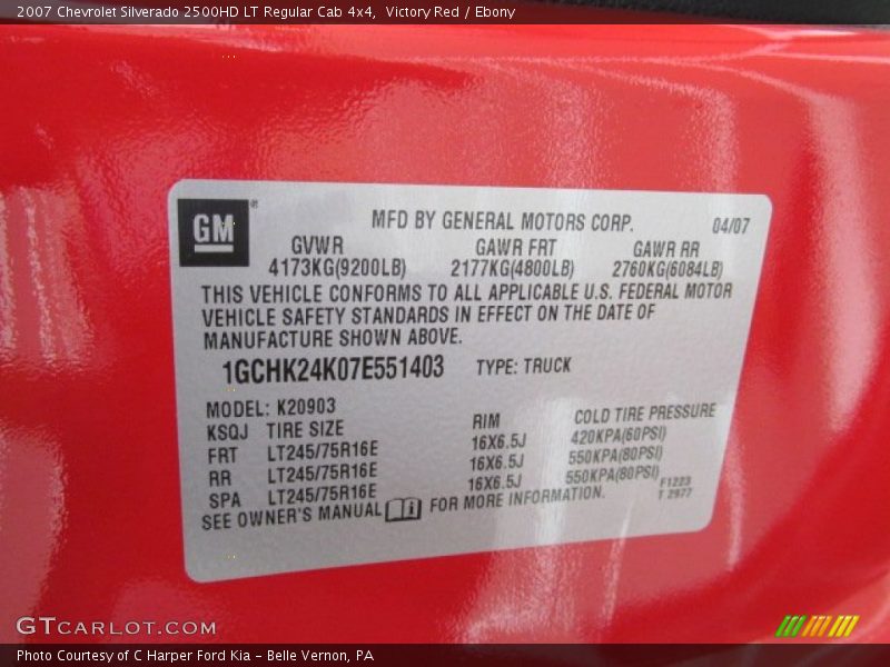 Victory Red / Ebony 2007 Chevrolet Silverado 2500HD LT Regular Cab 4x4