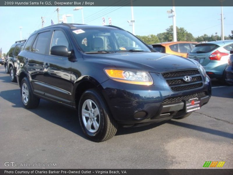 Deepwater Blue / Beige 2009 Hyundai Santa Fe GLS