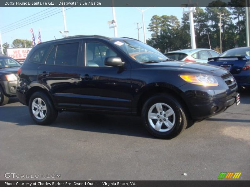 Deepwater Blue / Beige 2009 Hyundai Santa Fe GLS