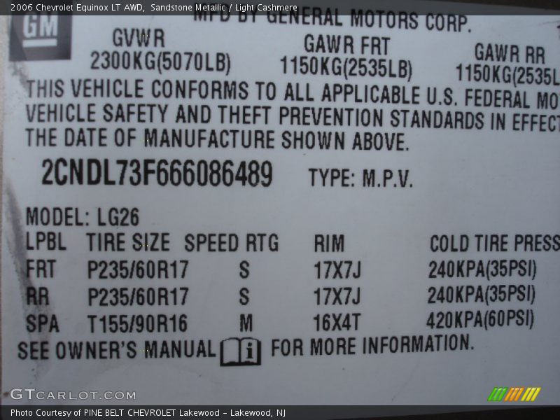 Sandstone Metallic / Light Cashmere 2006 Chevrolet Equinox LT AWD