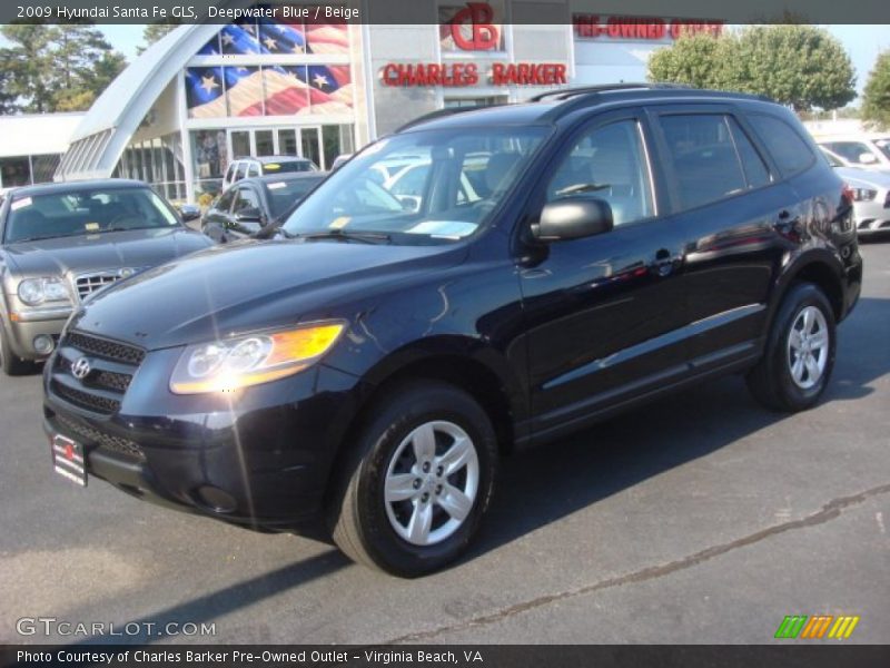 Deepwater Blue / Beige 2009 Hyundai Santa Fe GLS