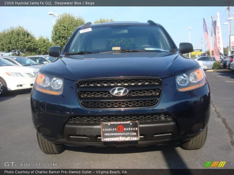 Deepwater Blue / Beige 2009 Hyundai Santa Fe GLS