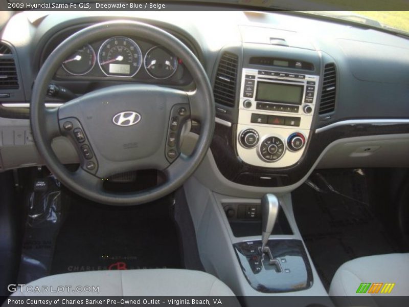 Deepwater Blue / Beige 2009 Hyundai Santa Fe GLS