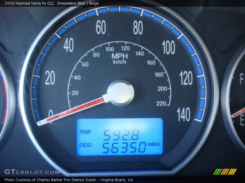 Deepwater Blue / Beige 2009 Hyundai Santa Fe GLS