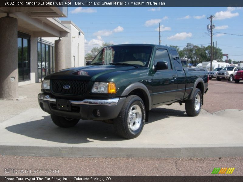 Dark Highland Green Metallic / Medium Prairie Tan 2002 Ford Ranger XLT SuperCab 4x4