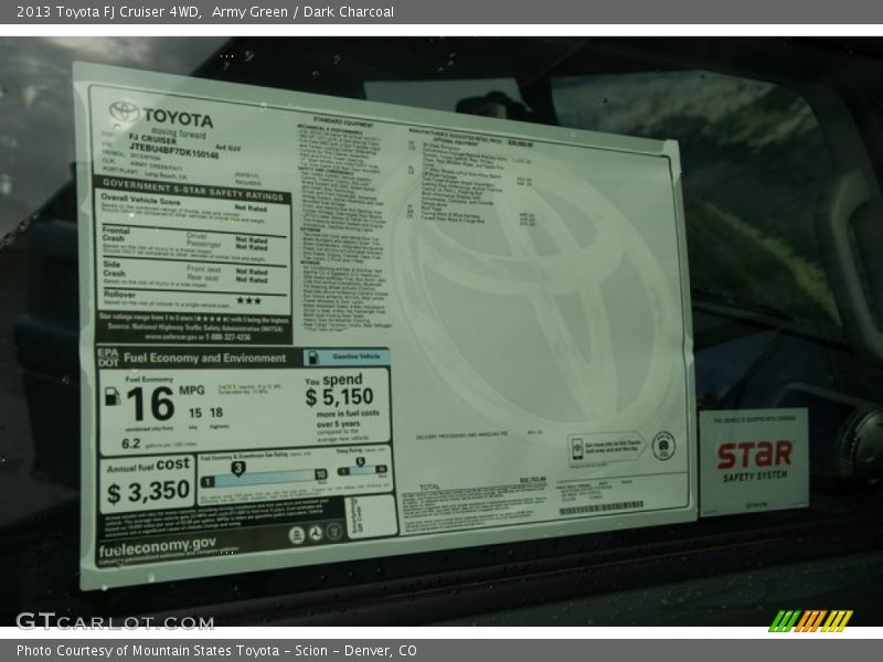 Army Green / Dark Charcoal 2013 Toyota FJ Cruiser 4WD