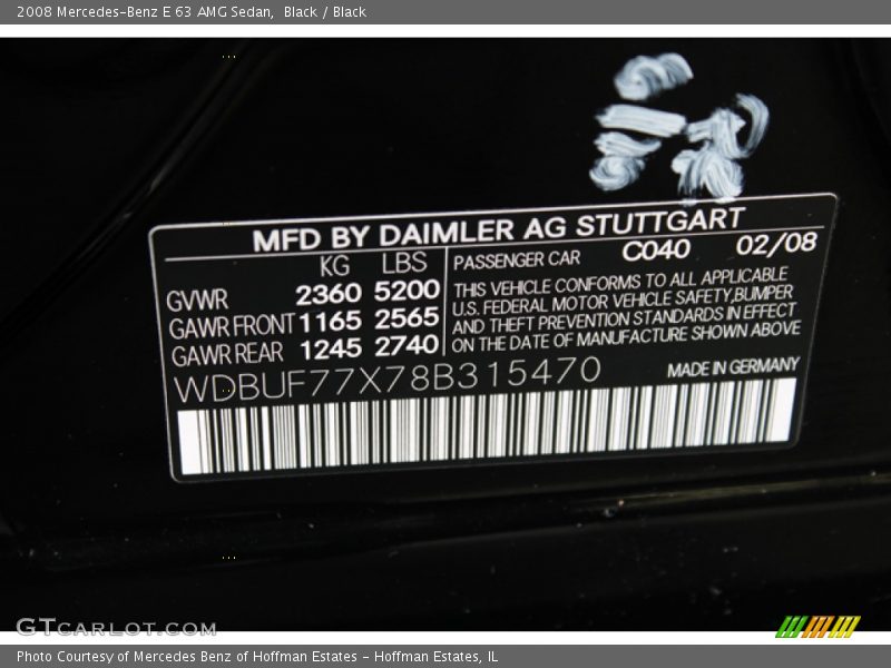 Black / Black 2008 Mercedes-Benz E 63 AMG Sedan