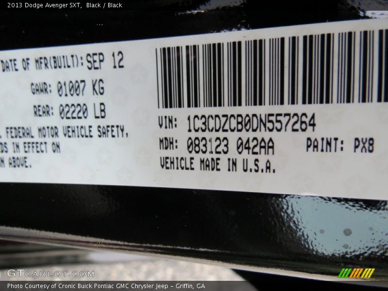Black / Black 2013 Dodge Avenger SXT