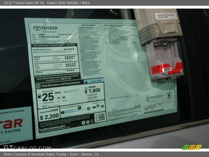 Classic Silver Metallic / Black 2012 Toyota Camry SE V6