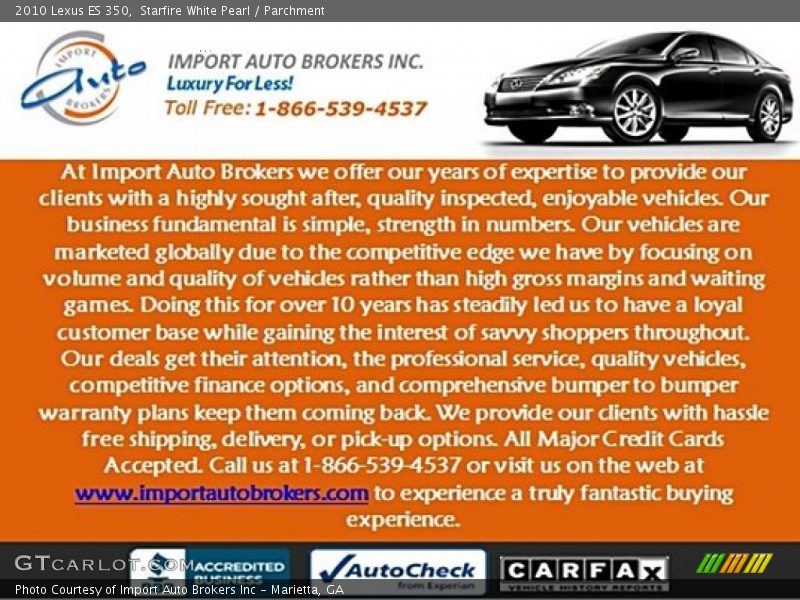Starfire White Pearl / Parchment 2010 Lexus ES 350