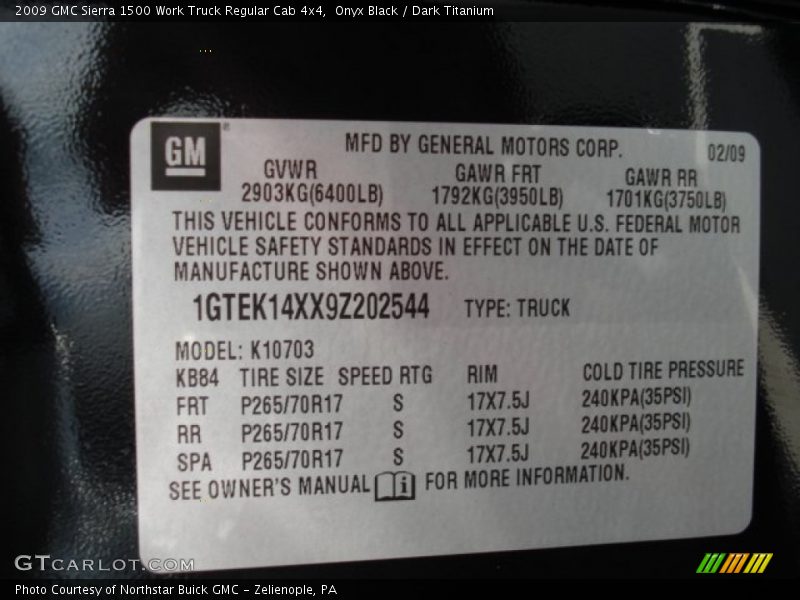 Onyx Black / Dark Titanium 2009 GMC Sierra 1500 Work Truck Regular Cab 4x4