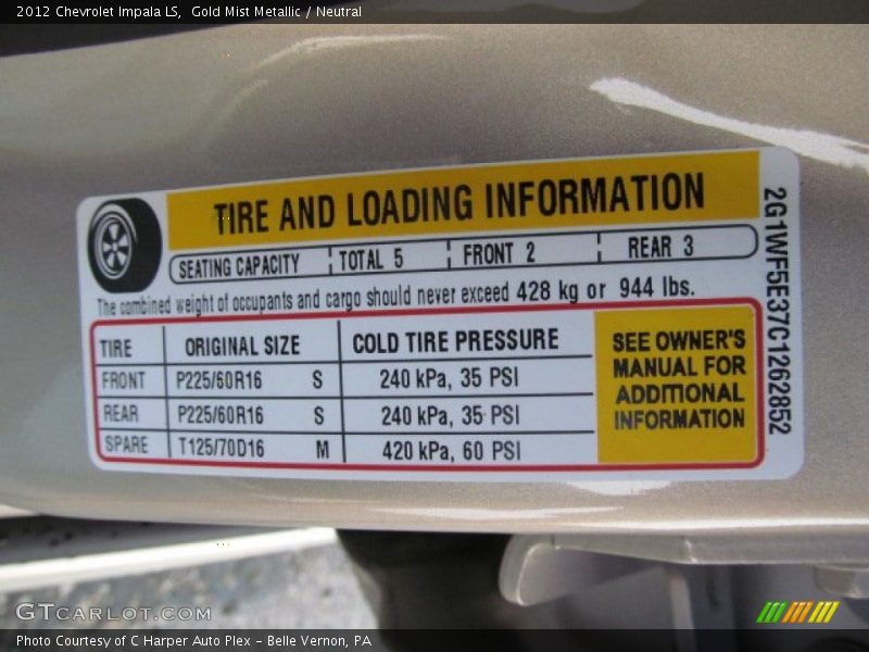 Gold Mist Metallic / Neutral 2012 Chevrolet Impala LS