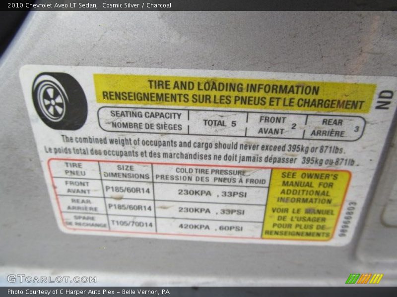 Cosmic Silver / Charcoal 2010 Chevrolet Aveo LT Sedan