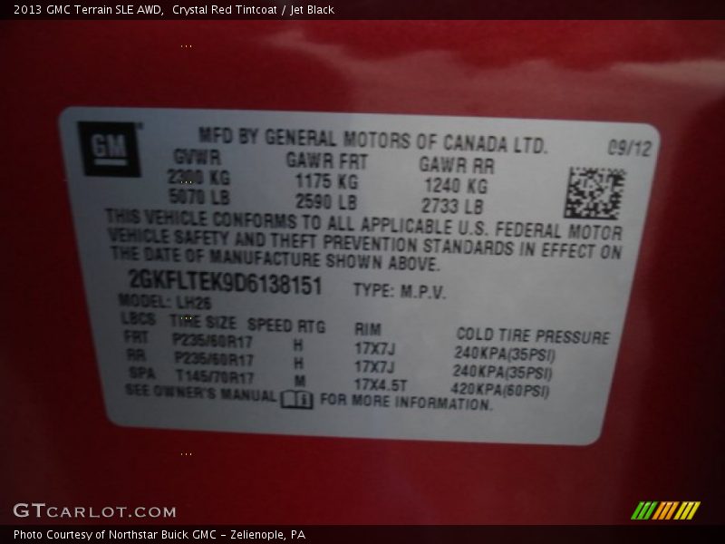 Crystal Red Tintcoat / Jet Black 2013 GMC Terrain SLE AWD