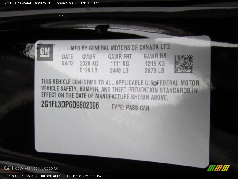 Black / Black 2013 Chevrolet Camaro ZL1 Convertible
