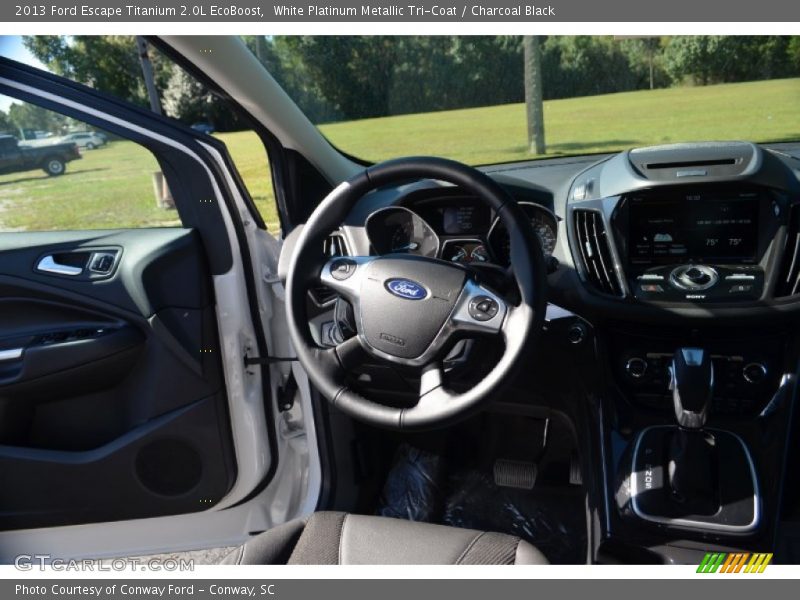 White Platinum Metallic Tri-Coat / Charcoal Black 2013 Ford Escape Titanium 2.0L EcoBoost
