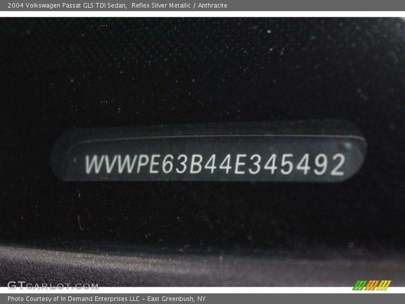 Reflex Silver Metallic / Anthracite 2004 Volkswagen Passat GLS TDI Sedan