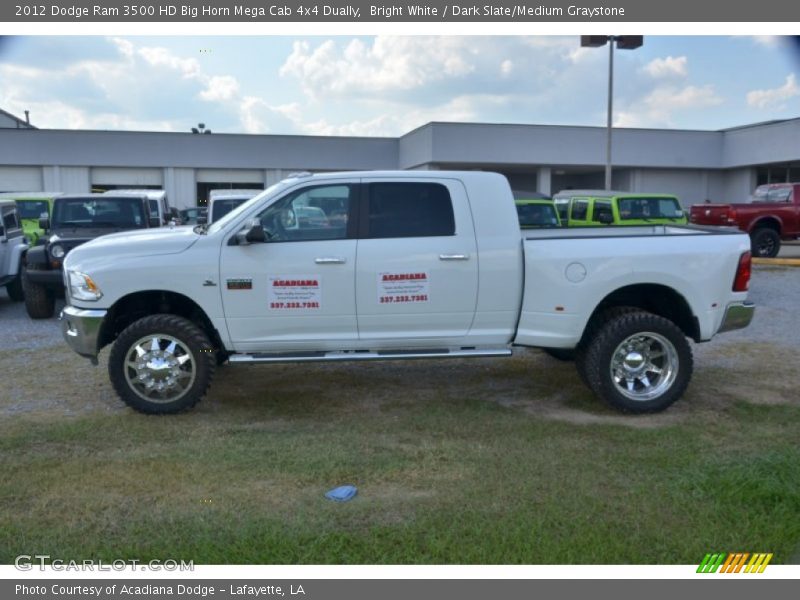 Bright White / Dark Slate/Medium Graystone 2012 Dodge Ram 3500 HD Big Horn Mega Cab 4x4 Dually