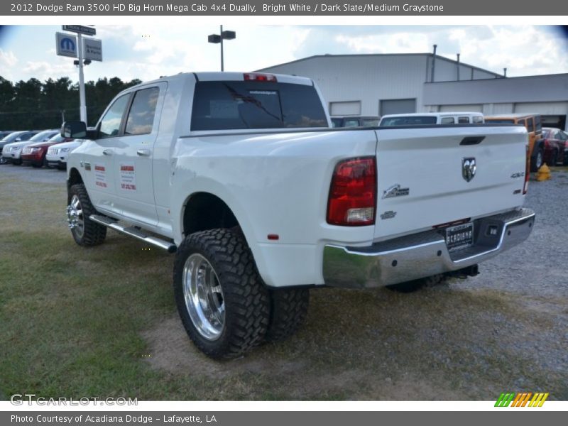 Bright White / Dark Slate/Medium Graystone 2012 Dodge Ram 3500 HD Big Horn Mega Cab 4x4 Dually