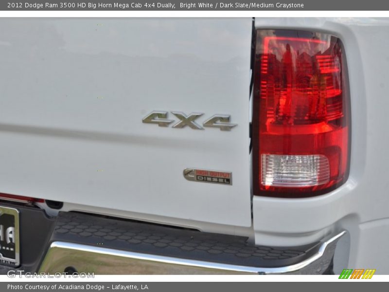 Bright White / Dark Slate/Medium Graystone 2012 Dodge Ram 3500 HD Big Horn Mega Cab 4x4 Dually