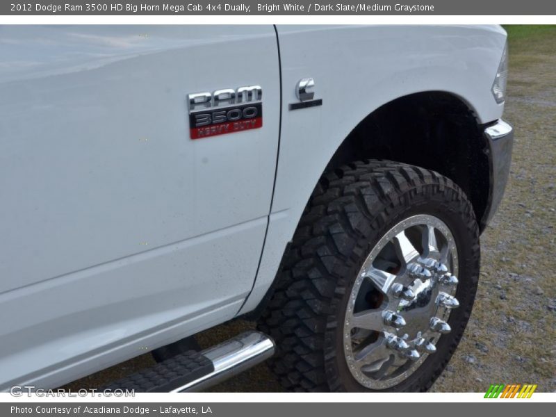 Bright White / Dark Slate/Medium Graystone 2012 Dodge Ram 3500 HD Big Horn Mega Cab 4x4 Dually