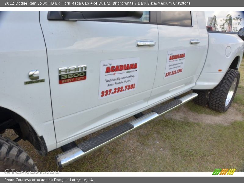 Bright White / Dark Slate/Medium Graystone 2012 Dodge Ram 3500 HD Big Horn Mega Cab 4x4 Dually