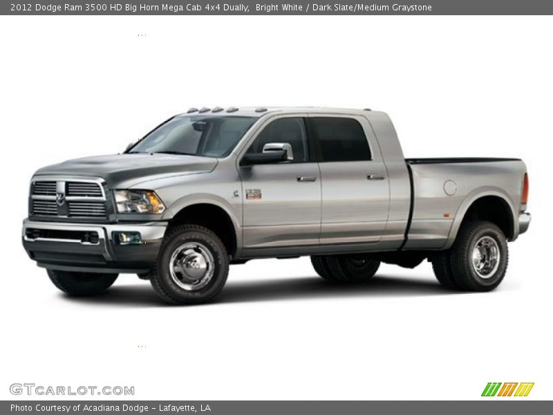 Bright White / Dark Slate/Medium Graystone 2012 Dodge Ram 3500 HD Big Horn Mega Cab 4x4 Dually