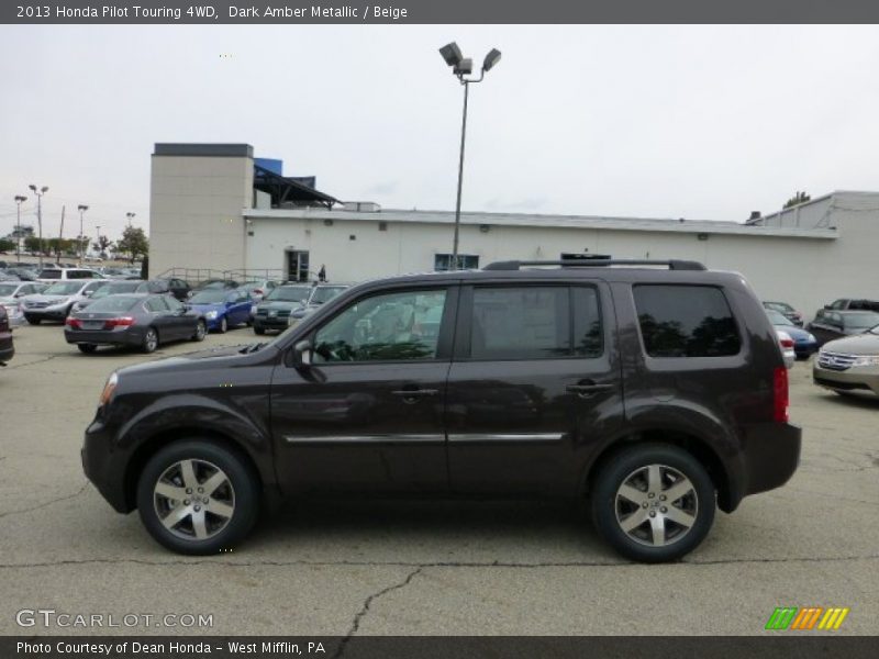 Dark Amber Metallic / Beige 2013 Honda Pilot Touring 4WD