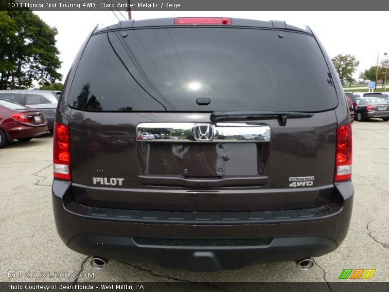 Dark Amber Metallic / Beige 2013 Honda Pilot Touring 4WD