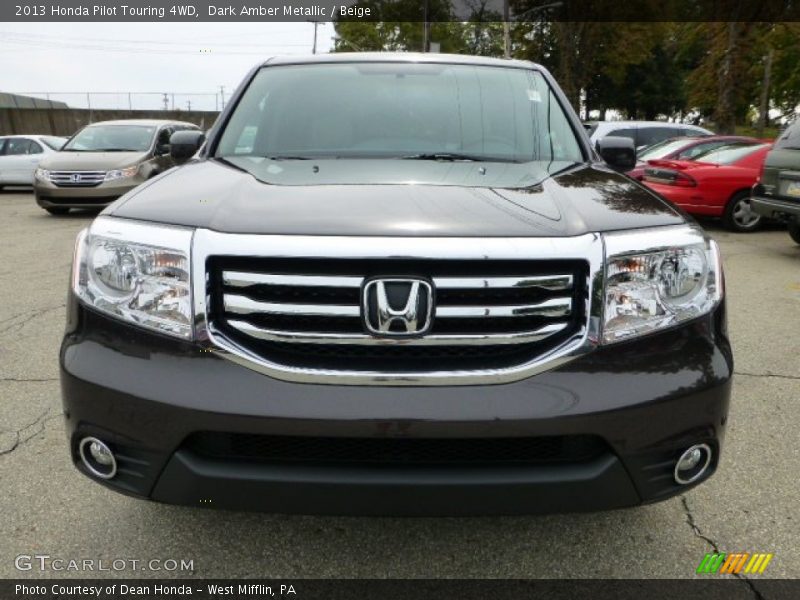 Dark Amber Metallic / Beige 2013 Honda Pilot Touring 4WD