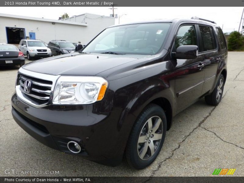 Dark Amber Metallic / Beige 2013 Honda Pilot Touring 4WD
