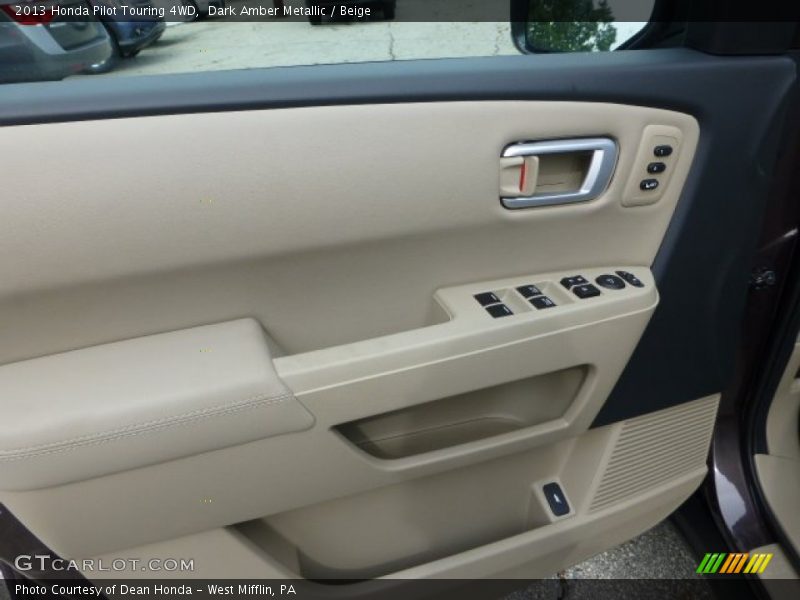 Dark Amber Metallic / Beige 2013 Honda Pilot Touring 4WD