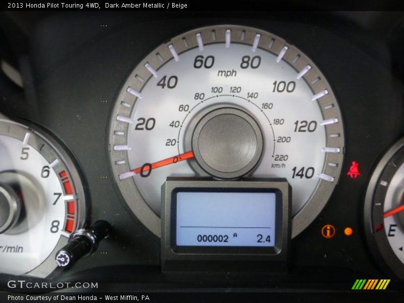 Dark Amber Metallic / Beige 2013 Honda Pilot Touring 4WD